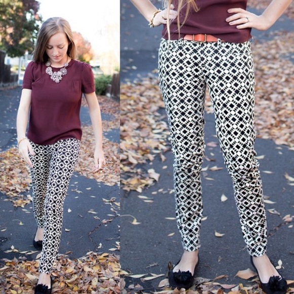 J. Crew Mid arise Toothpick Jean Black/White Print - Picture 10 of 11